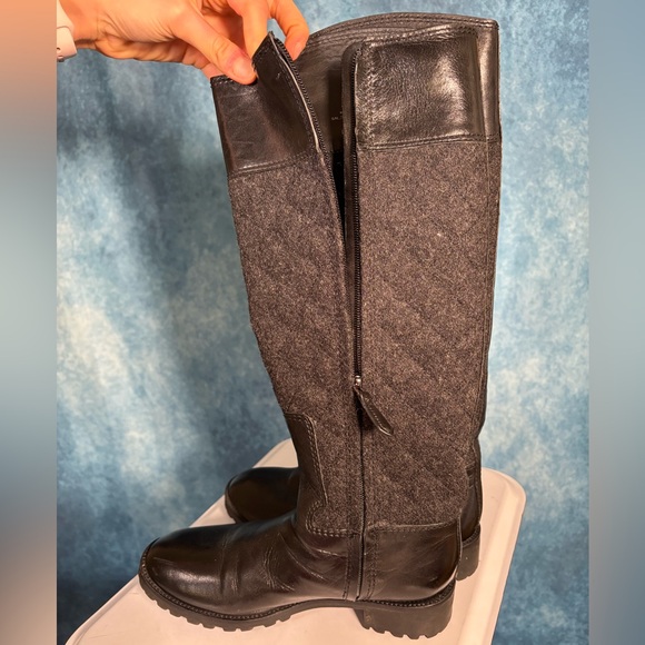 Tory Burch Rosalie Quilted Riding Boots Black Women’s 7.5 - Picture 4 of 10